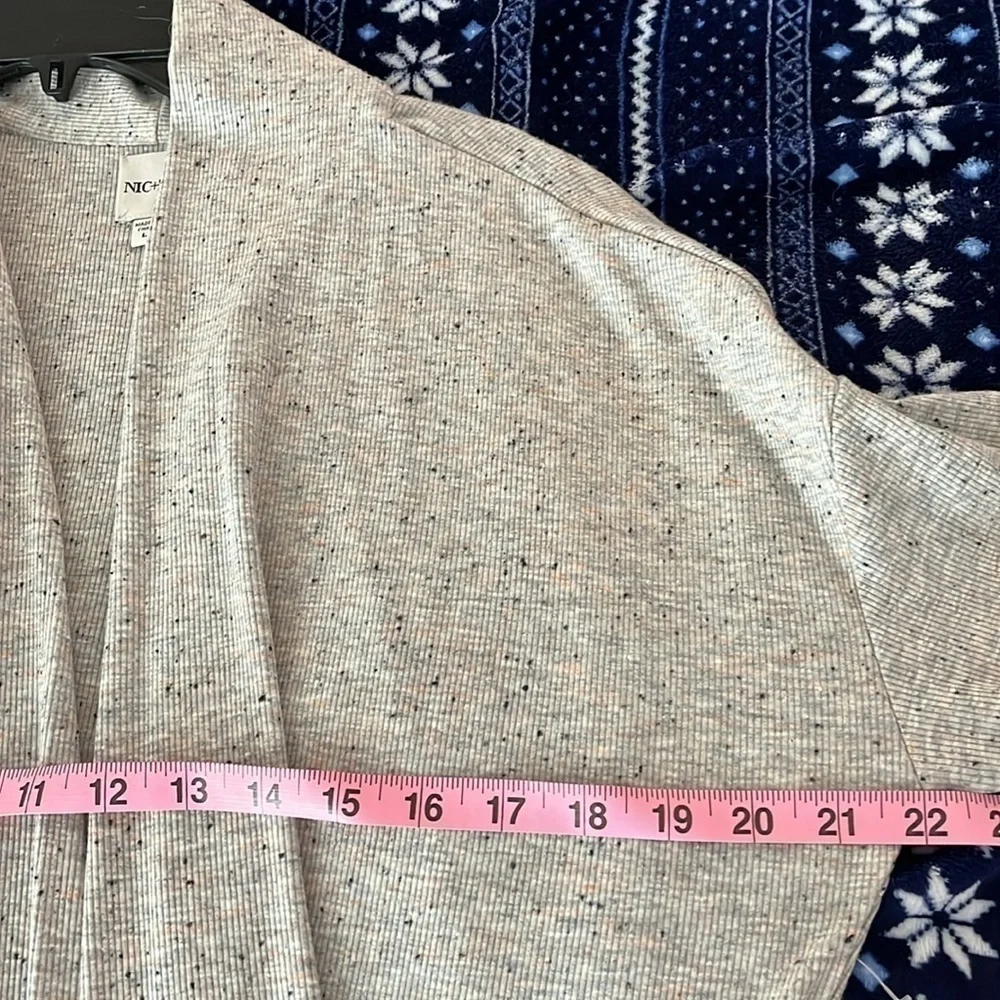 Nic And Zoe Light Gray Cardigan With Navy Tiny Dots Size Large NWOT - Picture 6 of 9